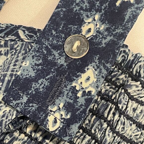 ~ Ecote Lg Boho Crop Top Blue Paisley Pattern Navy Adjustable Convertible Beachy - Picture 8 of 16